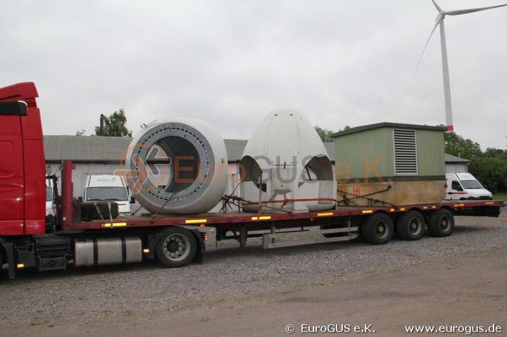 Heavy-duty transport of the NEG Micon wind turbine  from Germany to Kazakhstan.  