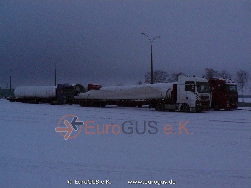 Heavy and oversized transport of a wind turbine Vestas Windenergieanlage in Belarus